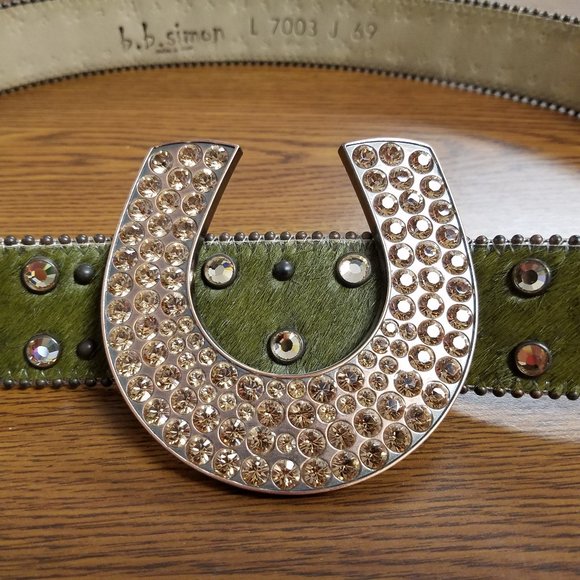 B.B. Simon Accessories - B.B. Simon Aliza-2 Belt w/ Horseshoe Buckle & Swarovski Crystals